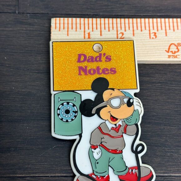 Vtg Disney Mickey Mouse Refrigerator Magnet Dads Notes Gold Glitter 90s Retro - Picture 4 of 4